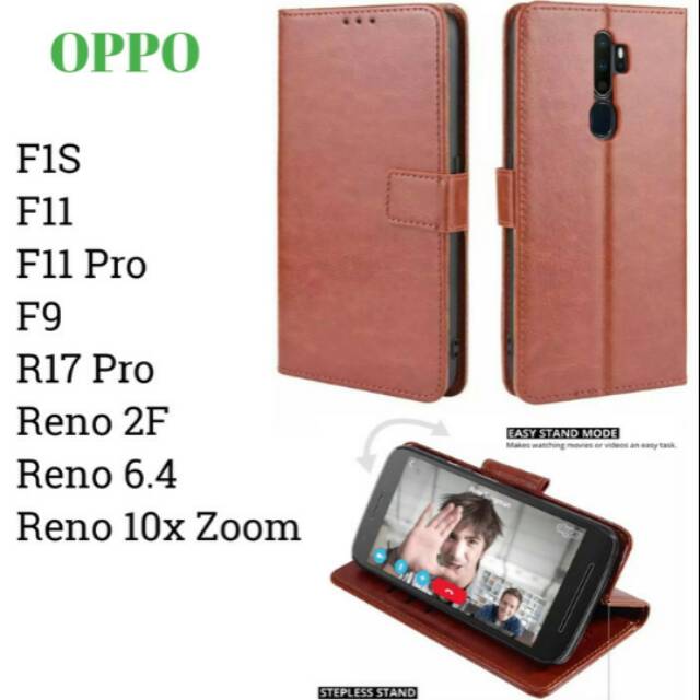 Leather Flip Cover OPPO F1S F11 PRO F9 F11pro Reno 2F 6.4  SARUNG Casing Kulit Dompet WALLET