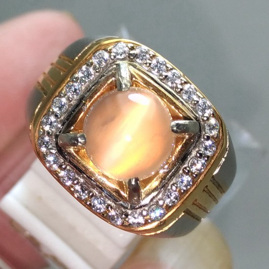CINCIN BATU PERMATA BIDURI BULAN CAT EYE NATURAL ALAM ORI