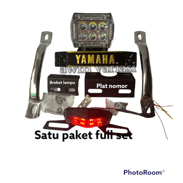 Paket Bandung Style Lampu 6 LED 3 Senja / Lampu Stop Rx-King Mini / Kumisan Yamaha / behel samping Rx-king Full Set