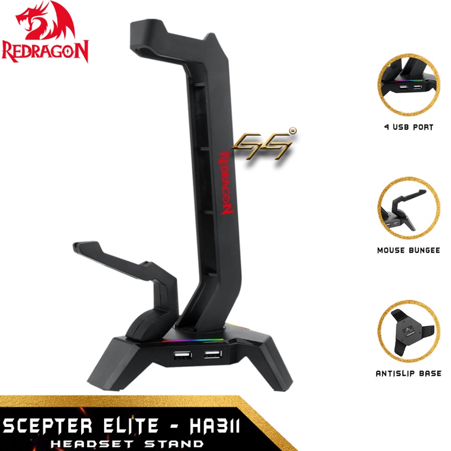 Headphone Stand Headset Stand Redragon RGB SCEPTER ELITE HA311 RGB Headset Stand Headphone Stand With Mouse Bungee