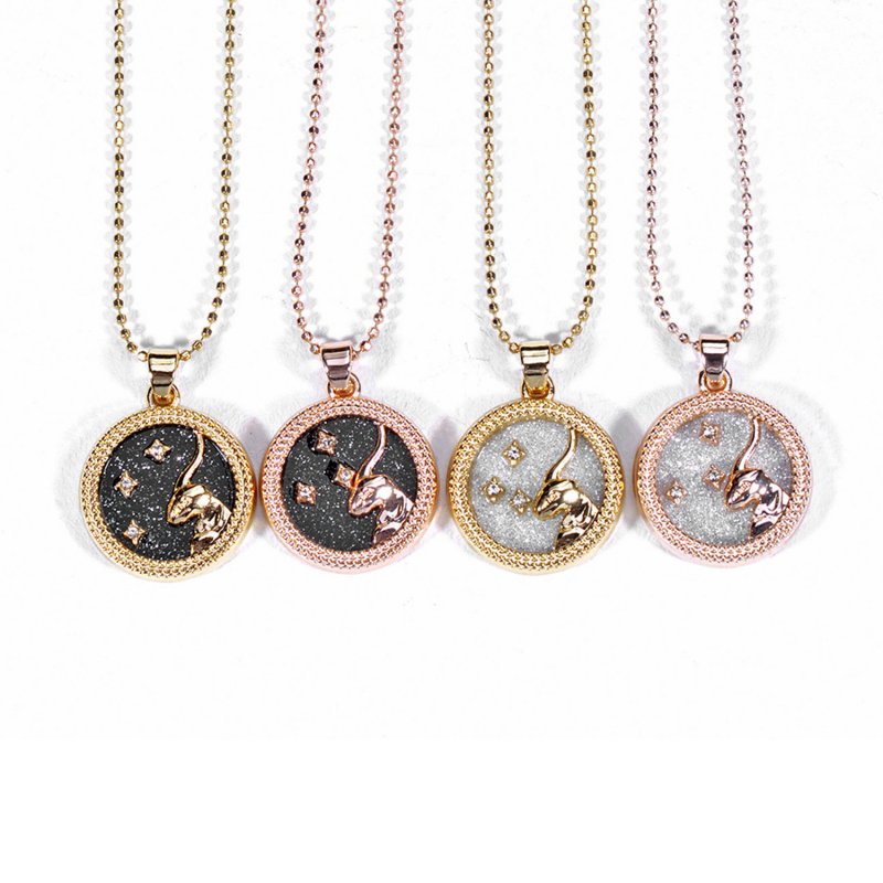 Kalung Rantai Dengan Liontin 12 Zodiak Warna Rose Gold