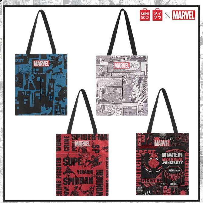 Eklusif Miniso Marvel Tas Bahu Wanita Totebag 2 Saku Crossbody Shoulder Bag - Red Promo