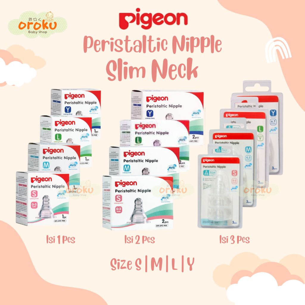 PIGEON PERISTALTIC SLIM NECK NIPPLE S / M / L / Y / PIGEON / NIPPLE