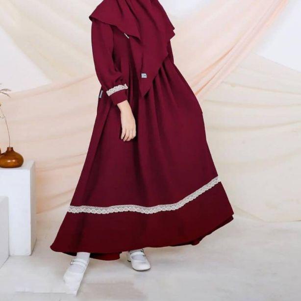 ➢ GAMIS ANAK TERBARU USIA 9-10-11-12 TAHUN HANUM SYAR'I KIDS BAHAN SHAKILA APLIKASI RENDA GAMIS ANAK