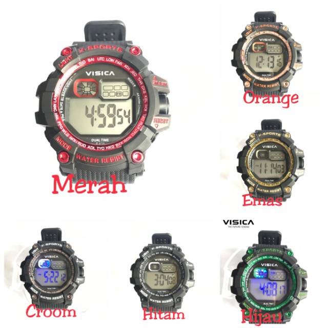 Jam tangan digital Sporty jumbo water Resist visica 638