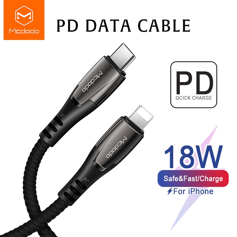 MCDODO Kabel Charger USB Type C to Lightning PD Quick Charge 1.2 Meter - CA-7080 - Black