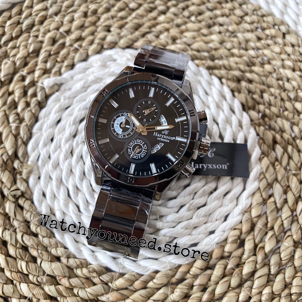 Jam tangan mewah pria haryxson model cronograf simpel Jam tangan pria anti air stainless stell tanggal aktif