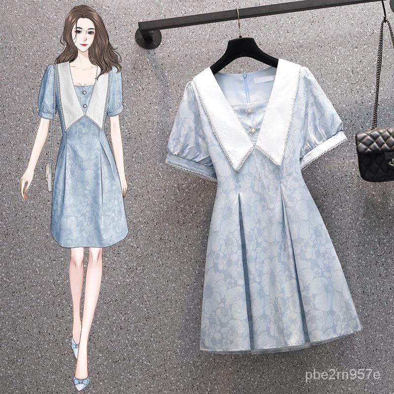 korean styledress korea  Large Size Women's Clothing Fat Sister2021Summer New Korean Style Dress Wom