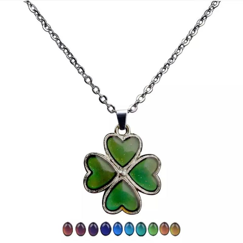 [BISA COD] Mood Necklace | Kalung Clover Bisa Berubah Warna Mengikuti Temperatur Suhu | Kalung Tokyo