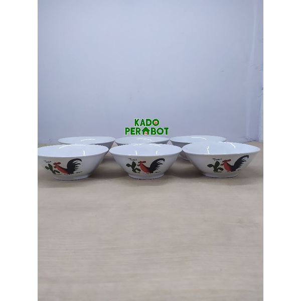 mangkok keramik ayam toyoki - mangkok ayam jago - mangkok ayam 6pcs