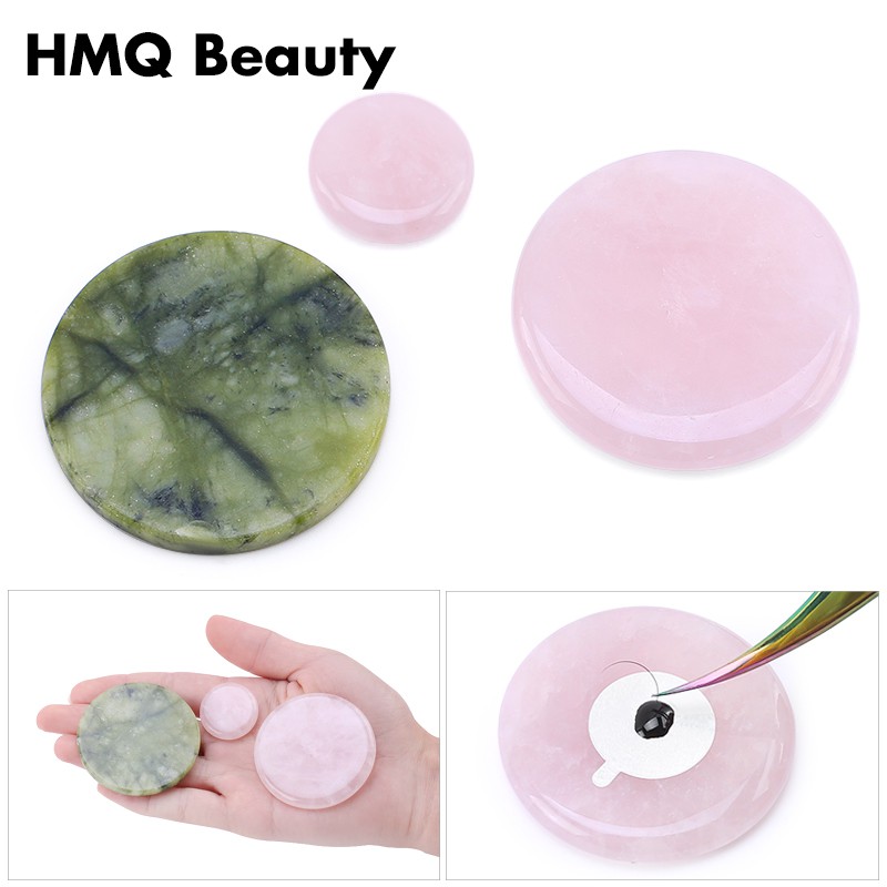 Hijau / Merah Muda Ekstensi Bulu Mata Lem Pad Holder Bahan jed