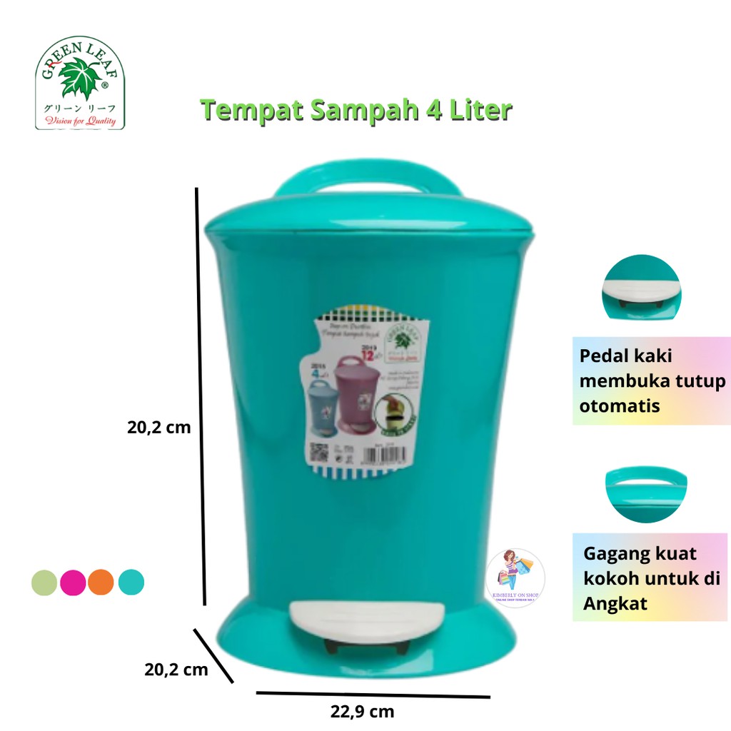 Tempat sampah Green Leaf 2018 Servi Step On Dustbin 4 L