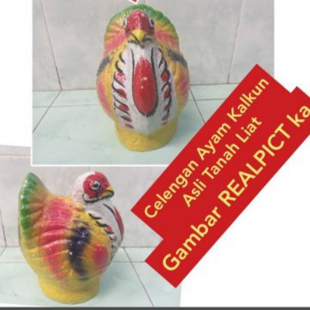 Celengan Tanah Liat Ayam Kalkun/Maianan anak/Action Figure/Tempat Menabung