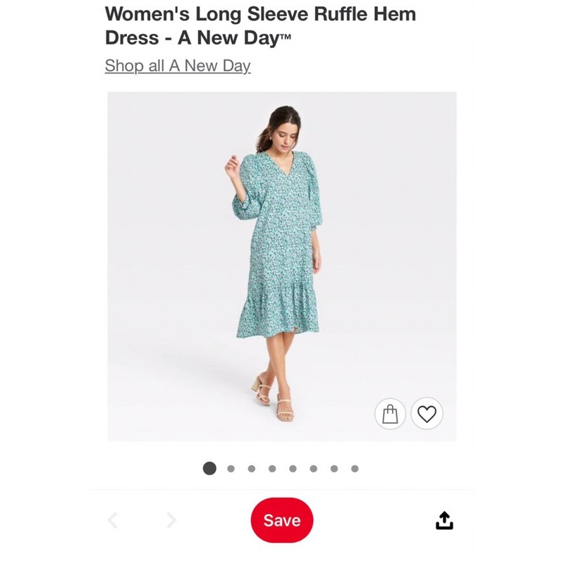 Women's Long Sleeve blue Ruffle Hem Dress - A New Day™️