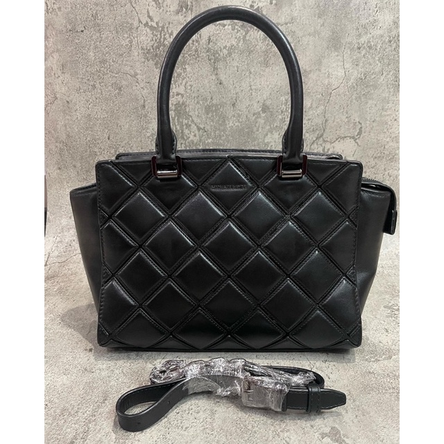 Preloved Tas MK Michael Kors Selma Authentic Sling Hand Bag Hitam Original Leather Kulit
