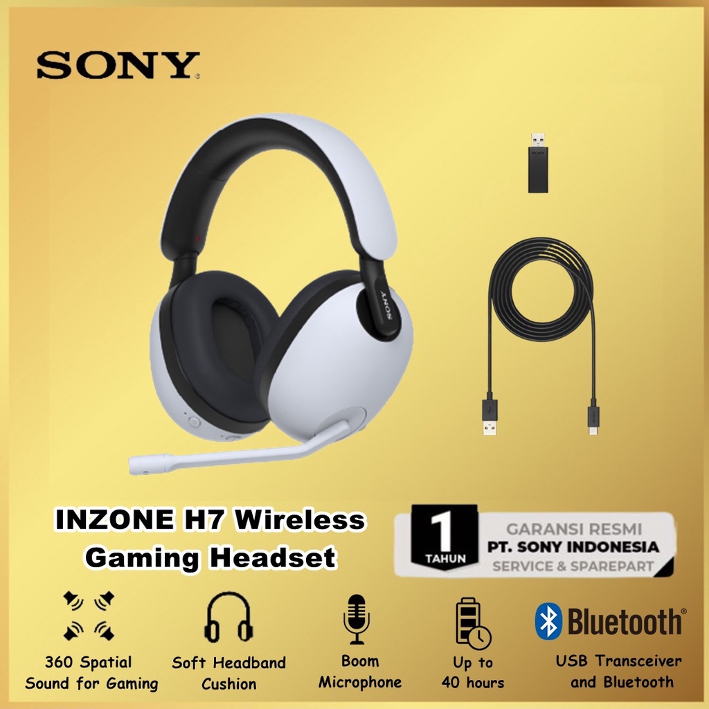 Sony INZONE H7 Wireless Bluetooth Gaming Headset 360 Spatial Sound MDR-G700