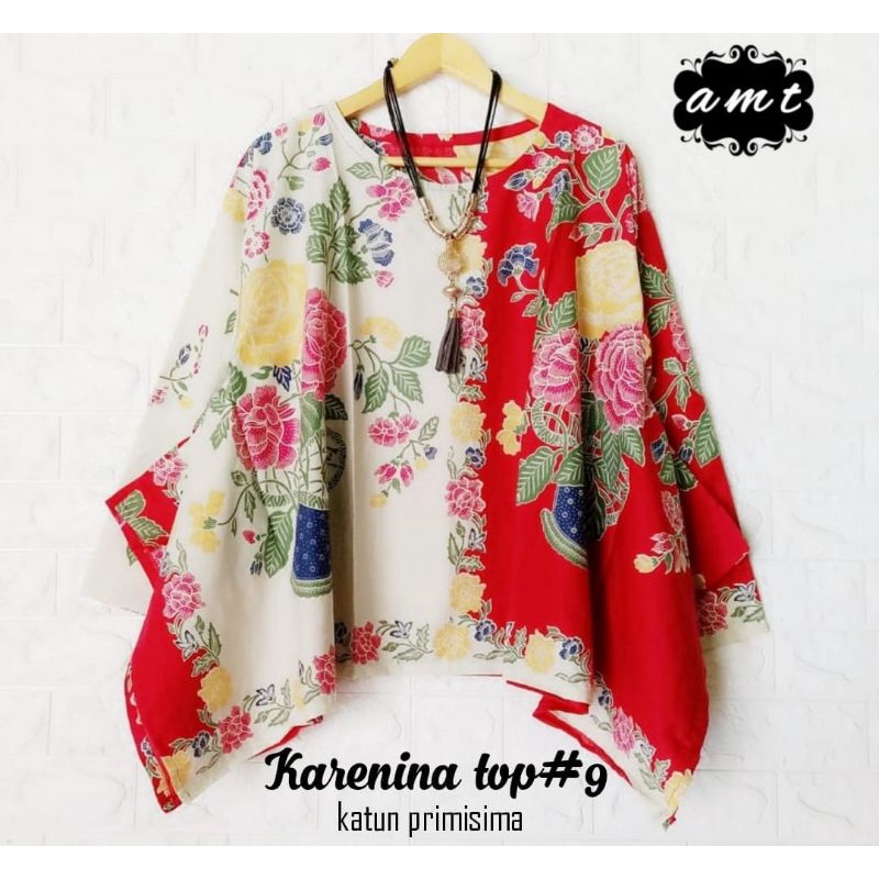 Blus naomi encim batwing bunga batik solo atasan kerja