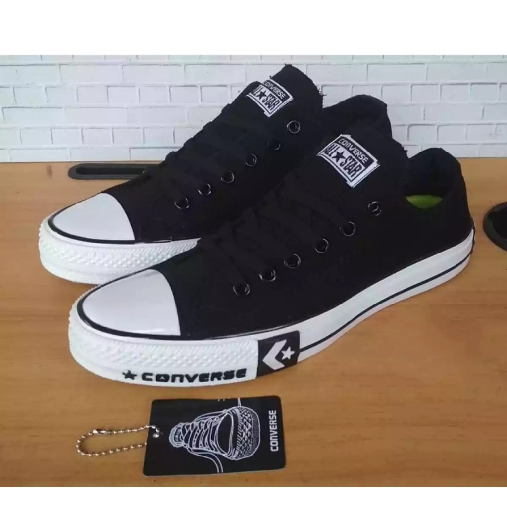 SEPATU ALL STAR CONVERSE HI LOW FULL BLACK MOTIF PREMIUM