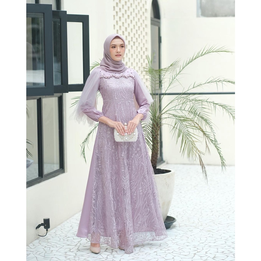 TERMURAH!! GAMIS MAXI NADINE BROKAT GAMIS TILE LENGAN TUTU GAMIS KONDANGAN TERBARU GAMIS PESTA MEWAH 2021 GAMIS BRUKAT DRESS BRUKAT