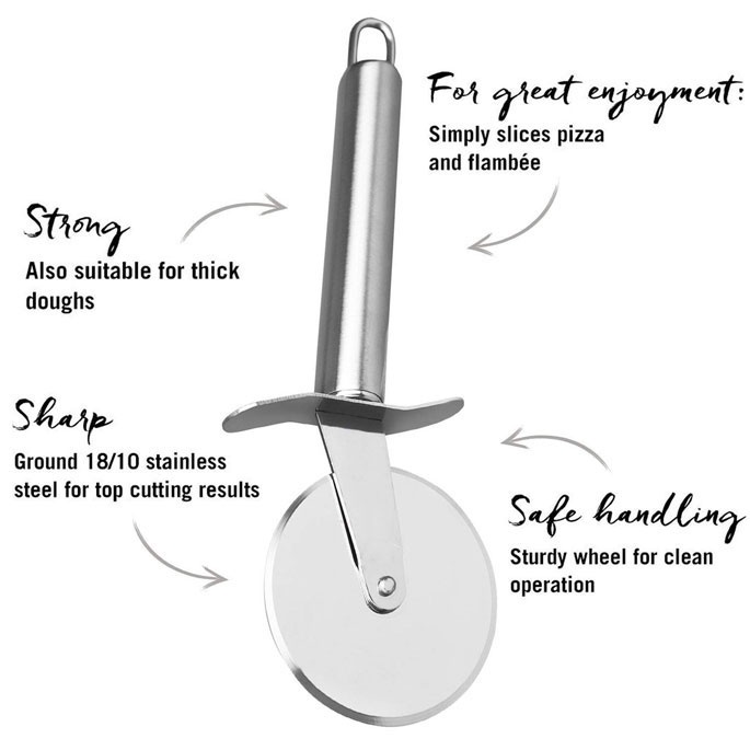 Alat Pemotong Pengiris Pisau Penggiling Pembagi Kue Pizza Roller Cutter Stainless Steel Berkualitas Untuk Chef Kafe