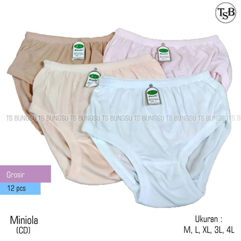 (12 pcs) CELANA DALAM WANITA MINIOLA POLOS | CD MINIOLA | CD POLOS MINIOLA | CELANA DALAM WANITA POL