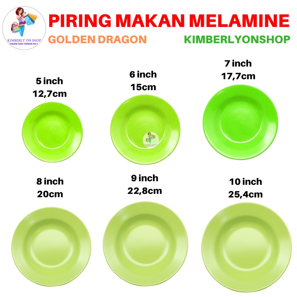 Piring Makan Saji Melamin Cekung Hijau Golden Dragon