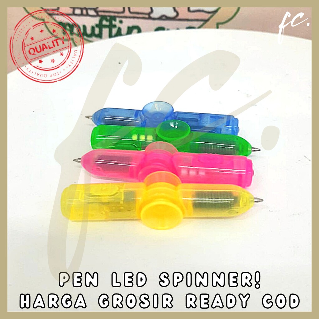 Pen / Pulpen Mini LED Spinner Besi Anti Stress Reliever Light FIdget Spinning Warna Grosir Ready COD
