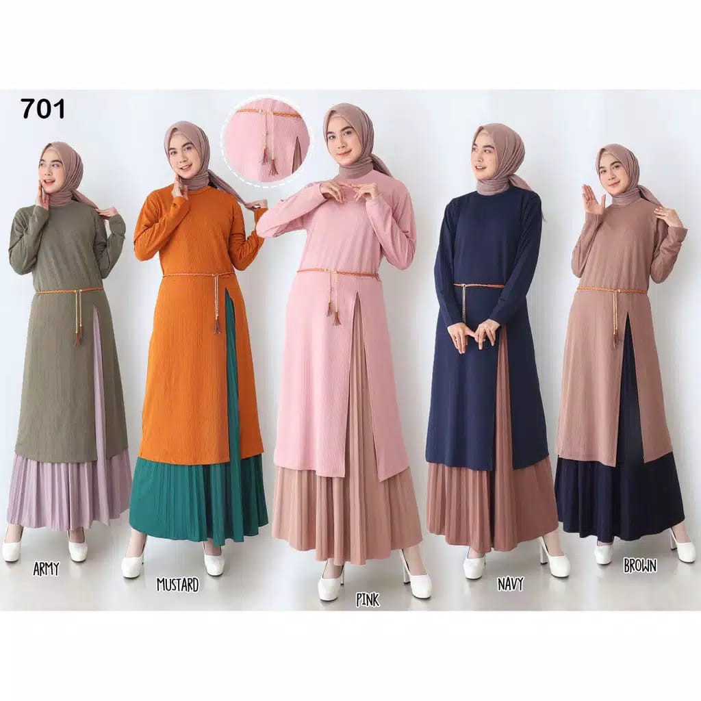 d4 - Fashion Import Long tunik wanita Bahan Adem Ori Good Quality N701/ Gamis Termurah / Gamis Pesta