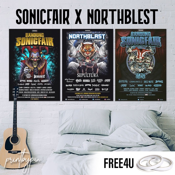 Poster BANDUNG SONIC FAIR & MEDAN NORTHBLEST Metal Festival Pamflet Event Band Metal Rock A3 A4 - Po