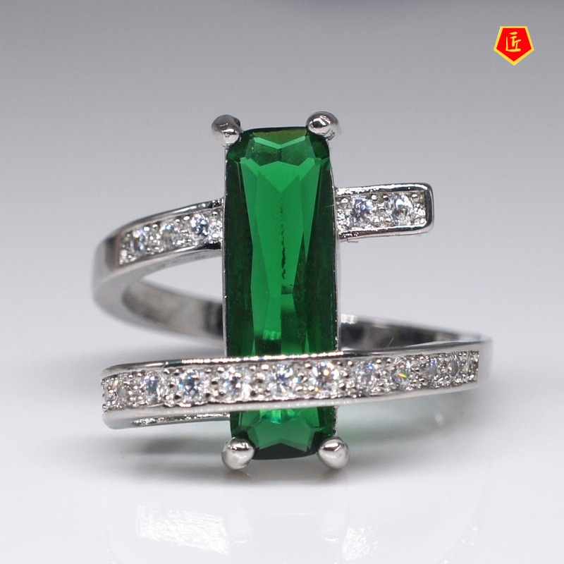 [Ready Stock]Popular Emerald Ring Female Fashion Personality