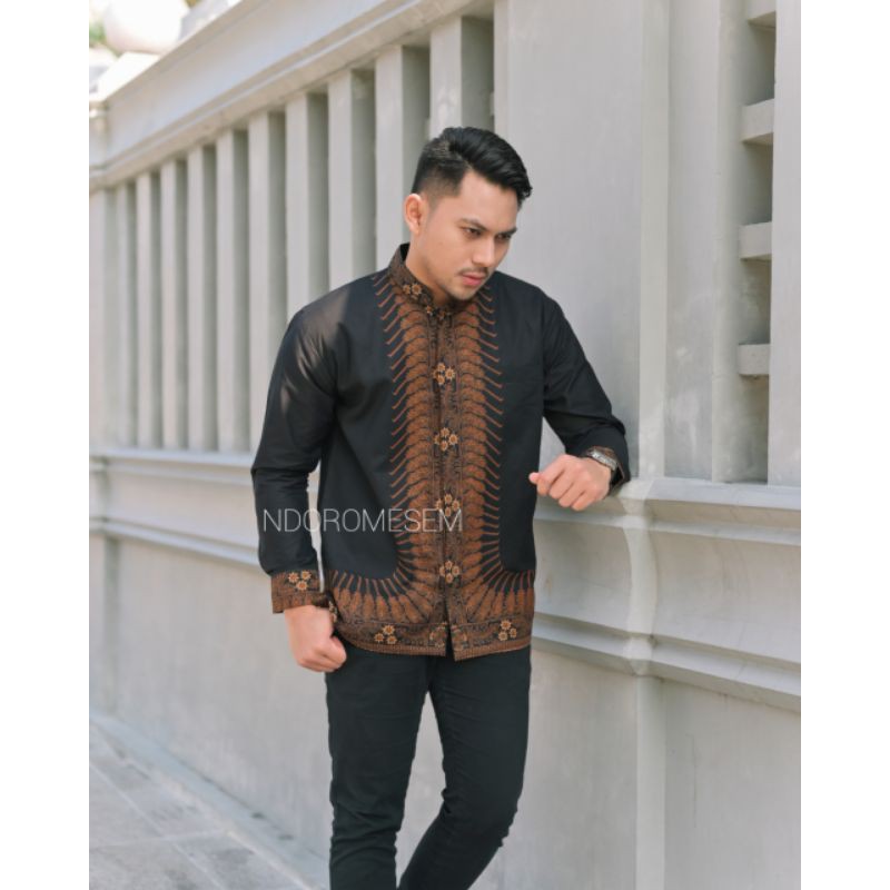 koko kemeja batik hitam lengan panjang by ndoromesem bahan katun halus