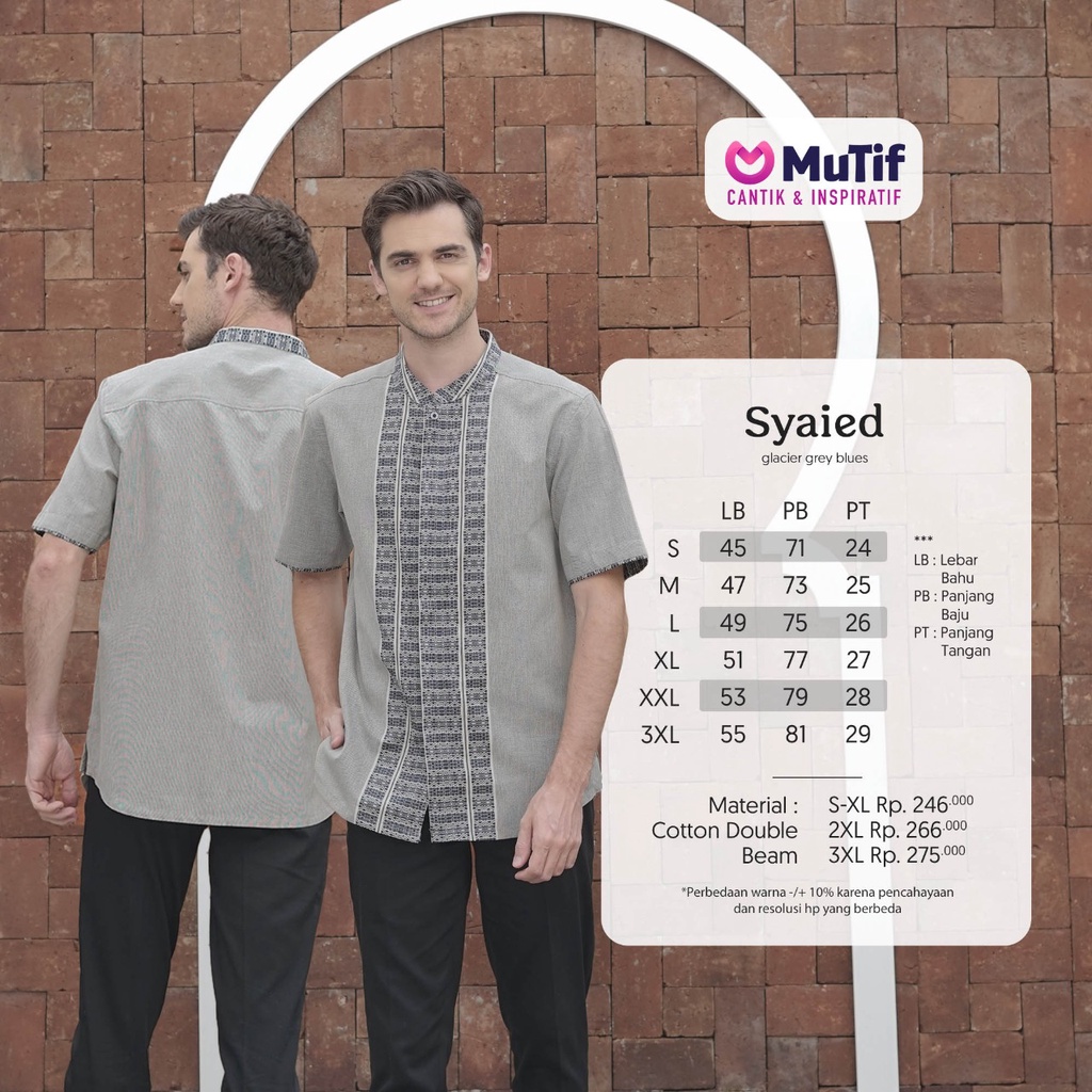 BAJU COUPLE MUTIF TERBARU SYABA & SYAIED GLACIER GREY BLUES| BAJU COUPLE MUTIF TERBARU| SARIMBIT MUT