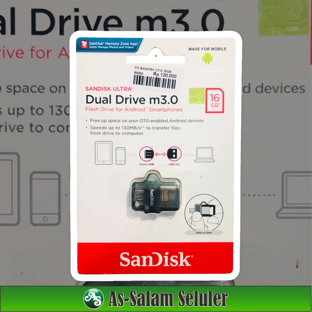 FLASHDISK SANDISK 16GB DUAL DRIVE USB MICRO