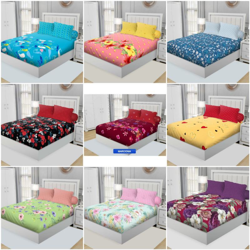 Sprei California Queen Size 160x200x20 Motif Minimalis Seprai Microtex