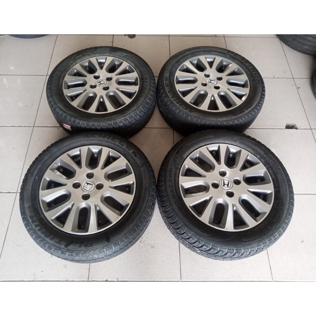 Velg Mobil Bekas Original Pelek STD MOBILIO R15 Hole 4X100 GP + Ban ACHILES 195 60 R15 Untuk Mobil C