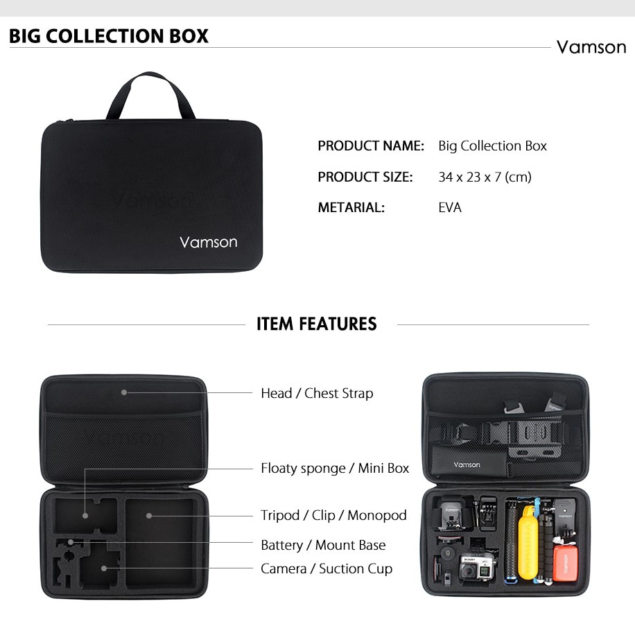 Vamson Aksesoris Kamera Aksi Full Set GoPro Xiaomi Yi - VS84
