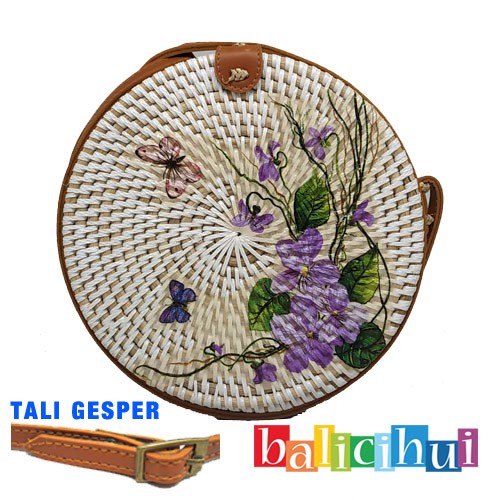 

BALICIHUI TAS ROTAN BALI LUKIS BUNGA UNGU