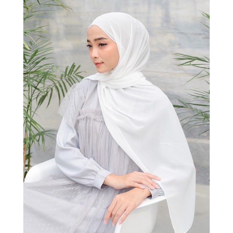 (JAHIT TEPI)PASMINA CERUTY KHUSUS PUTIH(WHITE)180X75CM