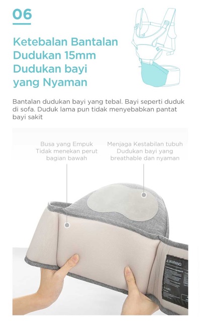 Mooimom Hipseat Lightweight Baby Carrier Gendongan Bayi Basic / Nero Bianco