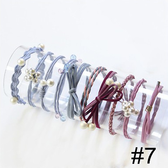 ★ Cayman ★ 1 Set Ikat Rambut Simple Bahan Karet Gaya Wanita Fashion Women Lady Hair Band jew35-Design 7 (10pcs)