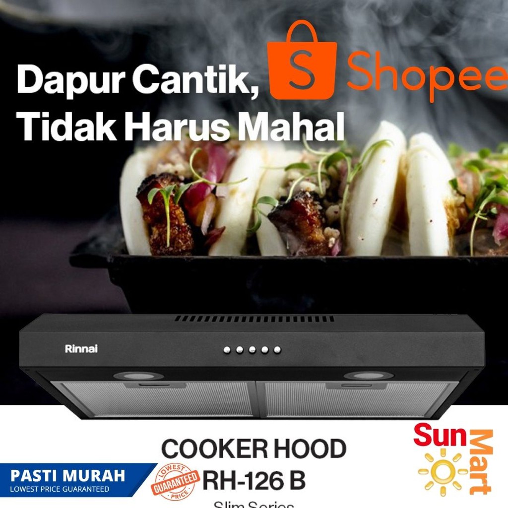 RINNAI RH 126 B - BLACK - COOKER HOOD 60 CM PENGHISAP ASAP DAPUR / RH126B