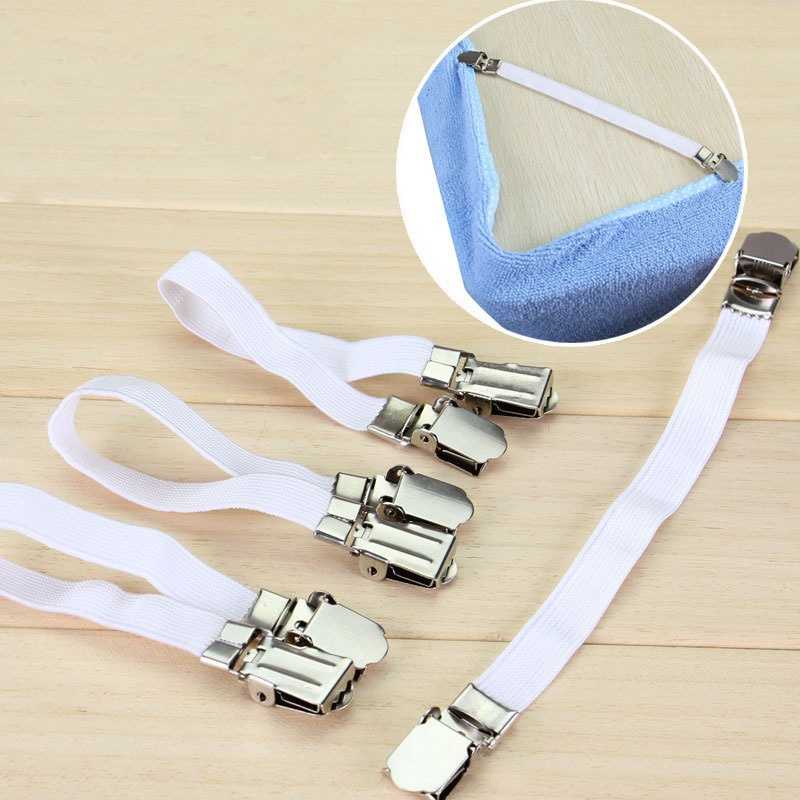 Penjepit Clip Sprei Kasur Elastic Band Holder 4 PCS / Karet Penjepit Sprei Kasur Springbed Anti Geser Klip Besi Kuat Elastis / Pengait Jepitan Sprei Sprai Karet Jepitan Sudut Kasur Rumah Praktis / Tali Pengikat Ujung Sprei Kasur Busa Anti Kusut Murah Ori