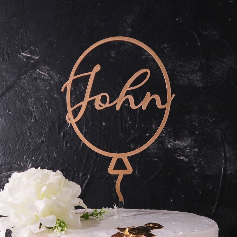 Caketopper Custom Balon Nama | Topper Kue Akrilik | Hiasan Kue Custom | Cake Topper Custom