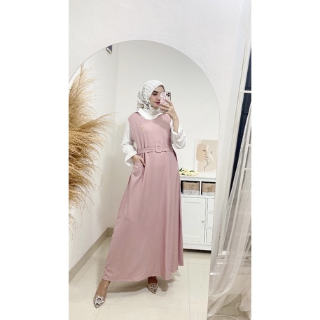 humaira set dress / set kemeja dan dress polos