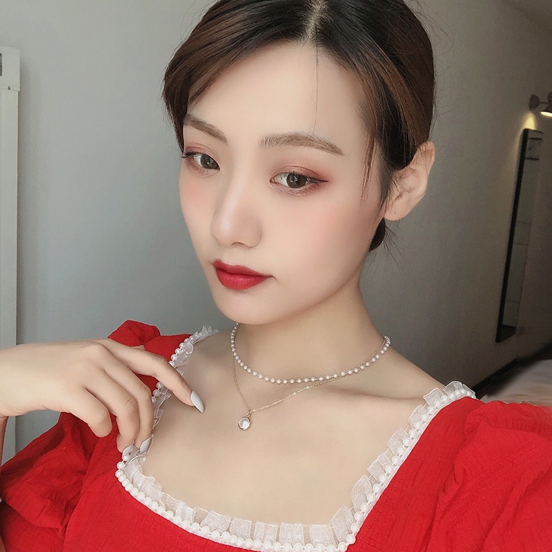 【Ready stock】Kalung mutiara Wanita korea Multilayer Liontin Rantai Emas Kalung Perhiasan Aksesoris Fashion Semua pertandingan murah 2021 terbaru fashion COD