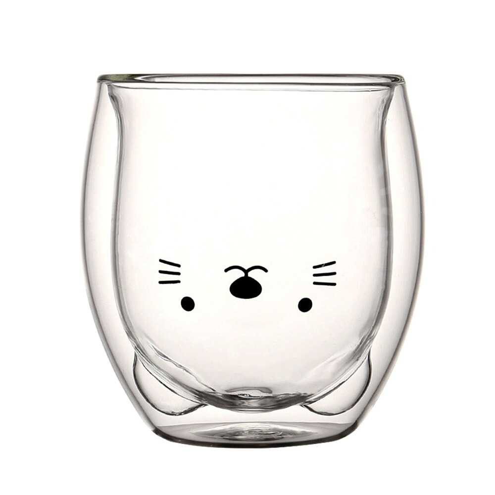 Gelas Kaca Unik Bening Lucu Aesthetic Murah Kekinian Double Wall Glass 250ml / Gelas Kopi Teh Susu-6