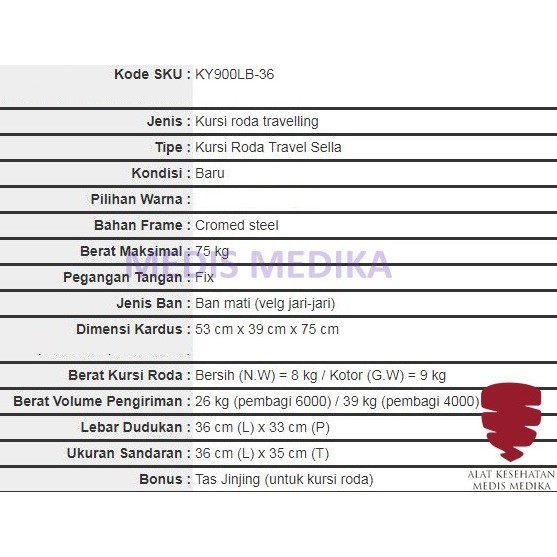 GOJEK ONLY Kursi Roda Traveling Sella KY900LB Haji Umroh Lipat Travel Travelling KY 900 LB