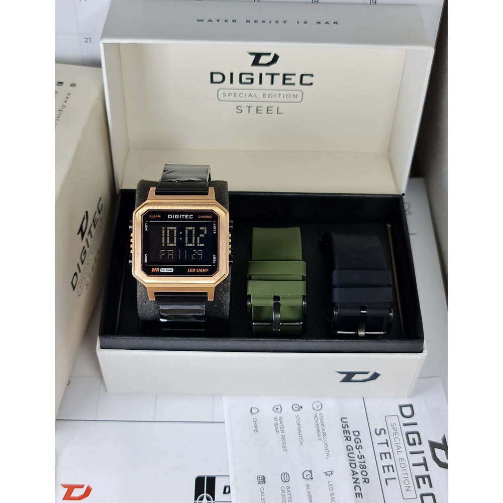 Jam Tangan Digitec Extra Straps DGS5180R DGS-5180R -BK-4 Original Murah