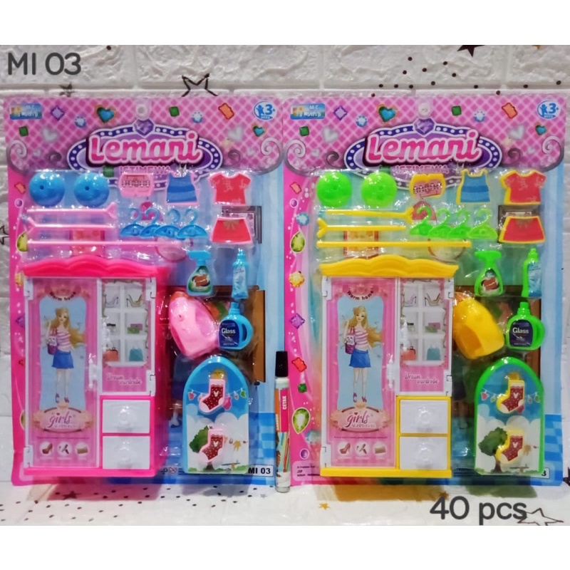 MAINAN LEMARI PAKAIAN SET lengkap MI 03//Mainan Lemari Istimewa Set/ Lemari barbie set
