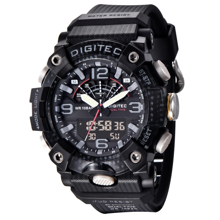 DIGITEC Jam Tangan Digital Sport Pria DA2118T DA 2118T Original Watch red black